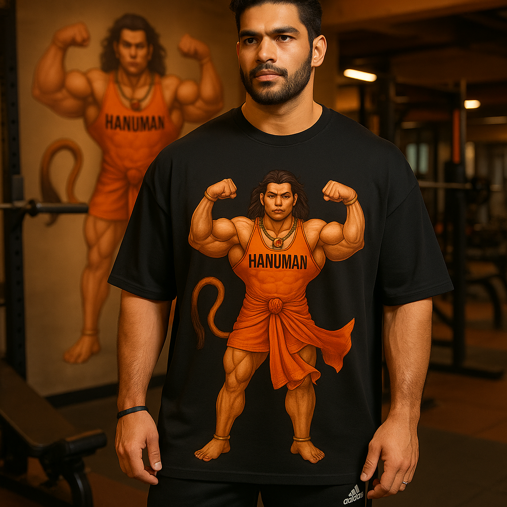 Oversized Hanuman Strength Tee – For True Warriors