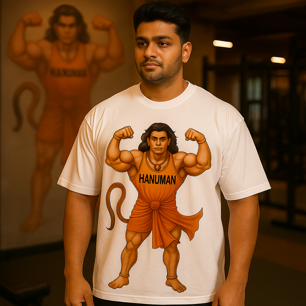 Oversized Hanuman Strength Tee – For True Warriors
