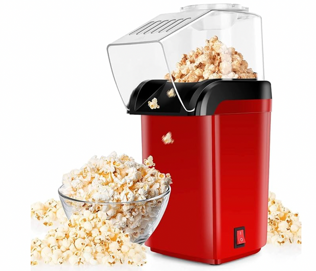 Oil-Free Electric Popcorn Maker – 1200W Hot Air Popper Machine for Healthy Snacks, Easy Operation, Great for Home, Parties, Kids & Adults