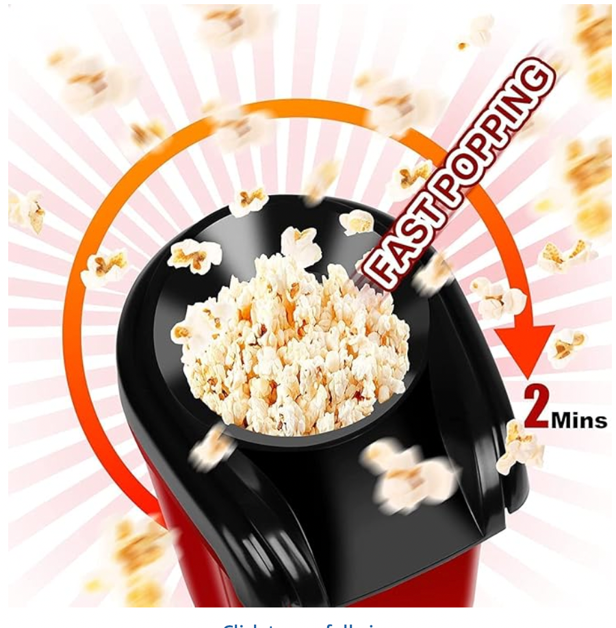 Oil-Free Electric Popcorn Maker – 1200W Hot Air Popper Machine for Healthy Snacks, Easy Operation, Great for Home, Parties, Kids & Adults