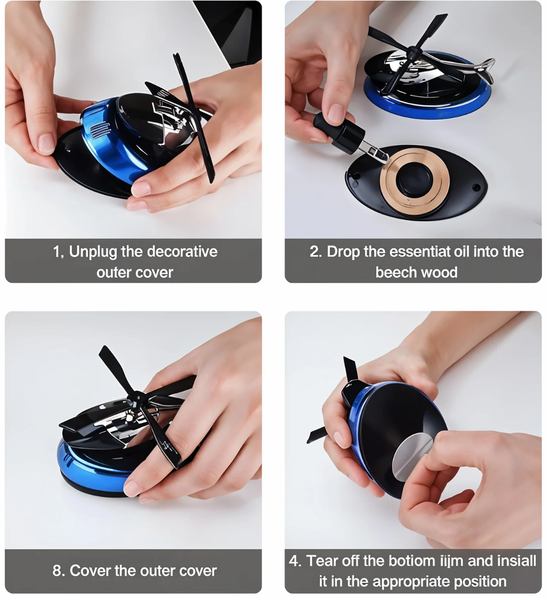 Solar-Powered Rotating Helicopter Car Air Freshener