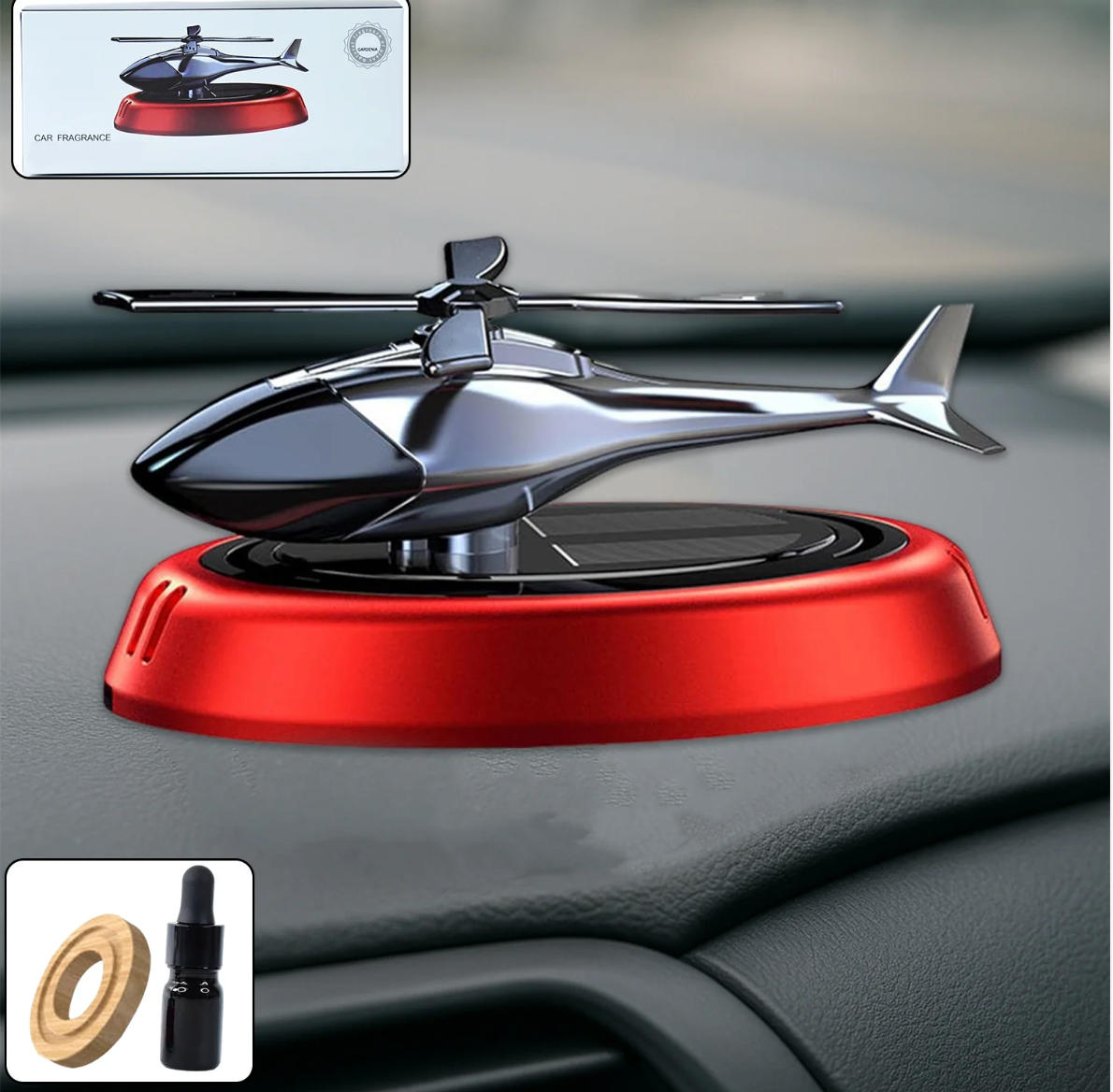 Solar-Powered Rotating Helicopter Car Air Freshener